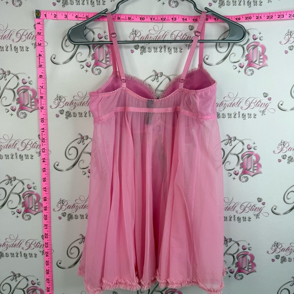 Victoria's Secret sexy little things Pink Rhinestone-Babydoll Chemise Satin Bow - Picture 2 of 15
